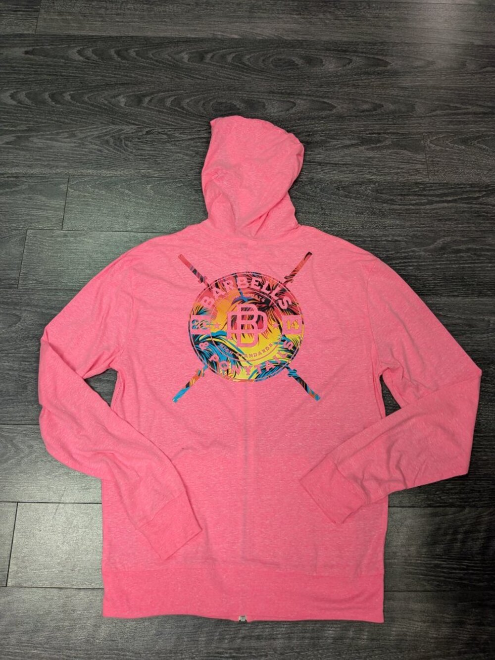 Barbells And Ponytails "Palm Power" Zip Up Hoodie SZ S NEW